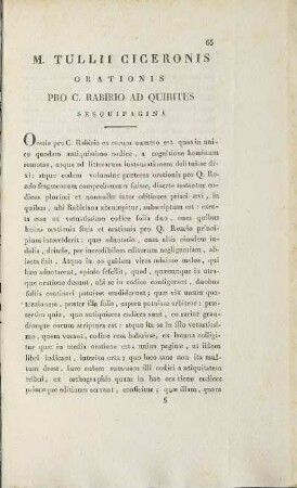 M. Tullii Ciceronis Orationis Pro C. Rabirio Ad Quiries Sesquipagina