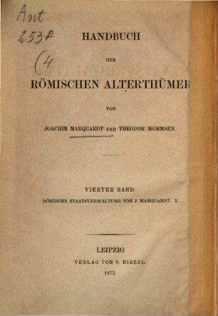 Handbuch der römischen Alterthümer. 4,1