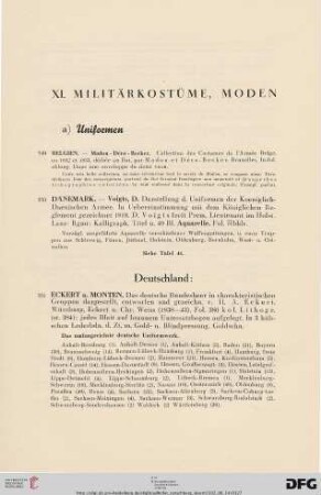 XI. Militärkostüme, Moden (Nr. 549-595)