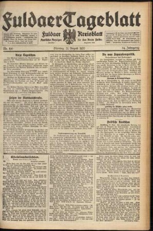 Ausgabe vom Montag, den 21. August 1922.