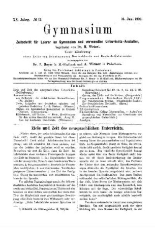 Ziele und Zeit des neusprachlichen Unterrichts