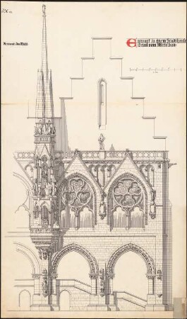 Stadthaus Schinkelwettbewerb 1898: Fassadendetail. Ansicht 1:50