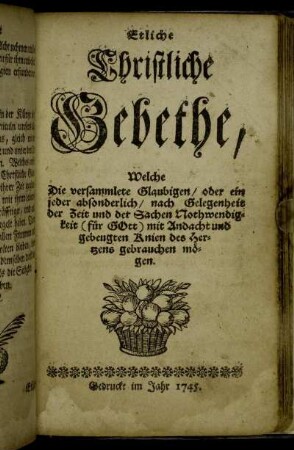 Etliche Christliche Gebethe