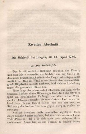 Zweiter Abschnitt. Die Schlacht bei Bergen, am 13. April 1759.