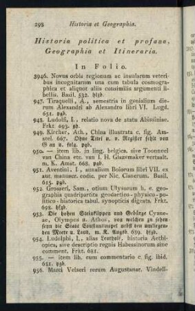 Historia politica et profana, Geographia et Itineraria