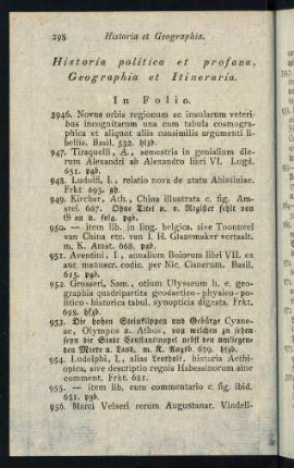 Historia politica et profana, Geographia et Itineraria