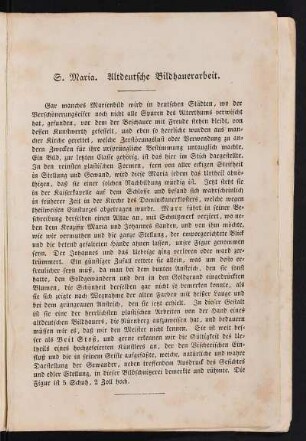 S. Maria. Altdeutsche Bildhauerarbeit.