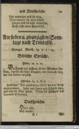 Am sieben u. zwanzigsten Sonntage nach Trinitatis
