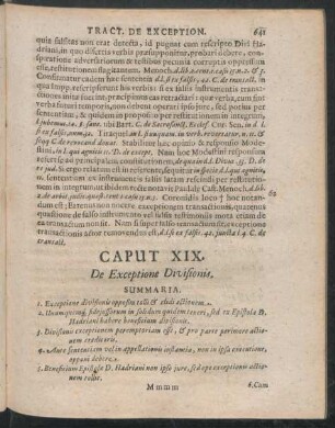 Caput XIX. De Exceptione Divisionis