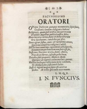 Facundissimo Oratori.