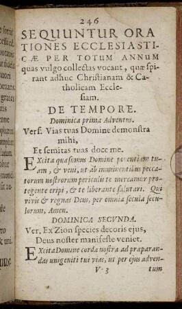 Sequuntur Orationes Ecclesiasticæ Per Totum Annum quas vulgo collectas vocant, quæ spirant adhuc Christianam & Catholicam Ecclessiam.