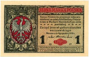 Geldschein, 1 Polnische Mark, 1917