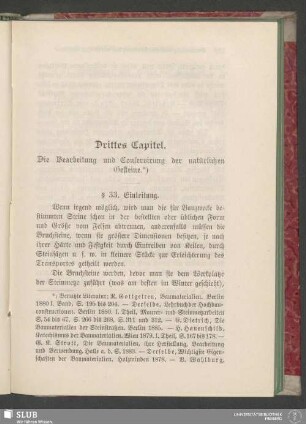 Drittes Capitel. Die Bearbeitung und Conservirung der natürlichen Gesteine