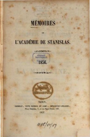 Mémoires de l'Académie de Stanislas. 1856