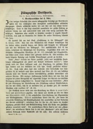 Pädagogische Werttheorie : Schuß