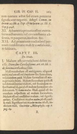 Caput III. De Malo.