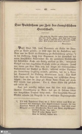 Das Pabstthum zur Zeit der französischen Herrschaft