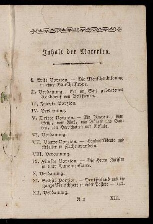 Inhalt der Materien.