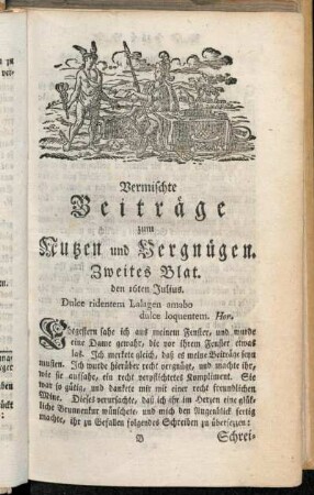 Zweites Blat, den 16ten Julius