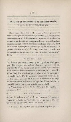 Note sur la discontinuité de certaines séries.