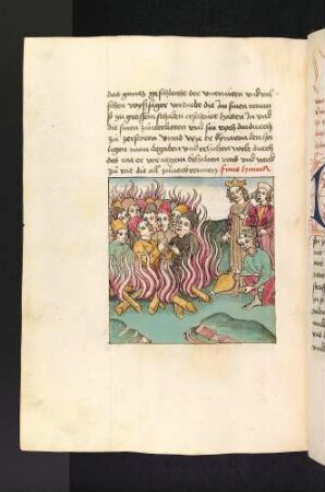 König Sedras lässt die falschen Traumdeuter verbrennen; (Kapitel X: Von König Sedras).