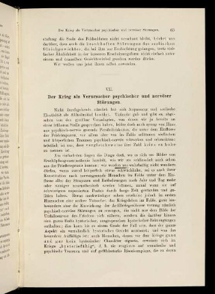 63, VII. Der Krieg als Verursacher psychischer und nervöser Störungen