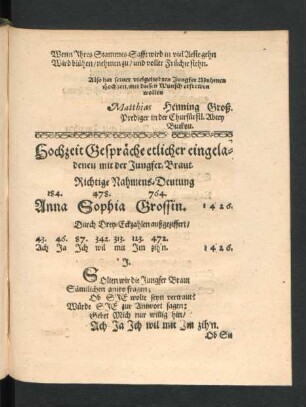 Hochzeit Gespräche etlicher eingeladenen mit der Jungfer Braut.