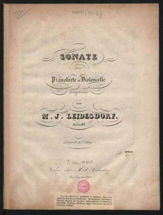 Sonate pour Pianoforte &amp; Violoncelle : Oeuvre 164.