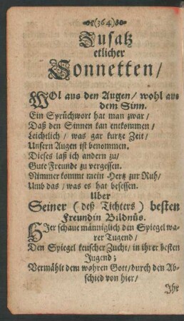 Zusatz etlicher Sonnetten