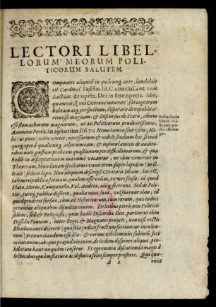 Lectori Libellorum Meorum Politicorum Salutem.