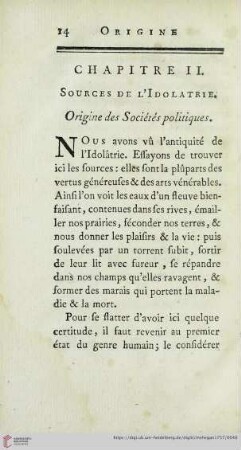 Chapitre II: Sources de l'Idolâtrie. Origine des Sociétés politiques