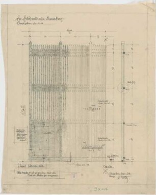 Bestelmeyer, German; Bamberg (Bayern); Ev. Erlöserkirche - Orgelgitter (Ansicht; Schnitt)