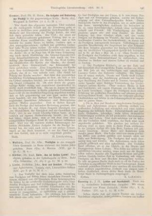 145-146 [Rezension] Wolters, Albr., Predigten in der evangelischen Gemeinde zu Bonn während der letzten Jahre gehalten