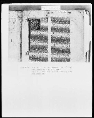 Paulusbriefe mit Glossen — Initiale P (aulus), Folio 1recto