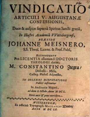 Vindicatio Articuli V. Augustanae Confessionis