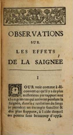 Observations sur les effets de la saignée