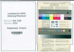 Entnazifizierung Vinzenz Kasperzack , geb. 21.01.1894 (Regierungssekretaer)