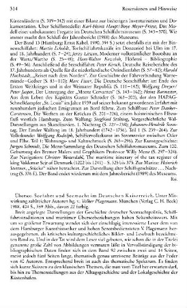 Übersee, Seefahrt und Seemacht im Deutschen Kaiserreich, unter Mitwirkung zahlreicher Autoren hrsg. von Volker Plagemann : München, Beck, 1988