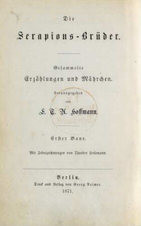 Bd. 1: E. T. A. Hoffmann's gesammelte Schriften