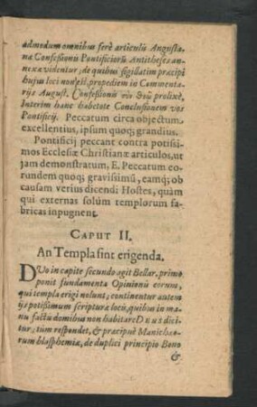 Caput II. An Templa sint erigenda.