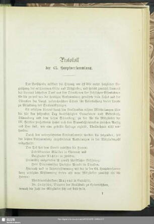 Protokoll der 65. Hauptversammlung