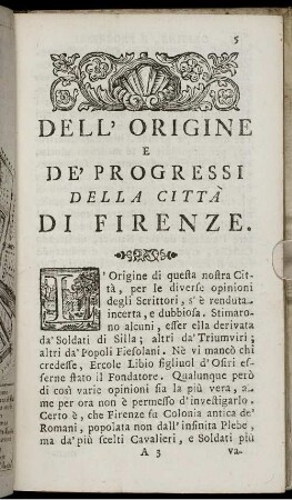 Dell' Origine E De' Progressi Della Città Di Firenze.