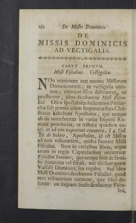 De Missis Dominicis ad vectigalia.