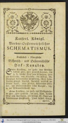 Kaiserlich-Königliche Böhmisch- und Oesterreichische Hof-Kanzley.