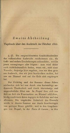 Zweite Abtheilung. Tagebuch über den Ausbruch im Oktober 1822.