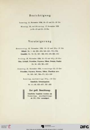 Besichtigung/ Versteigerung