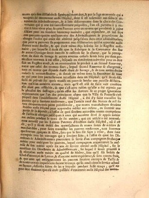 Arrest De La Cour Du Parlement, Portant Réglement pour l'Administration de l'Hôpital des Pauvres renfermez de Pontoise : Du 17 Juin 1747.