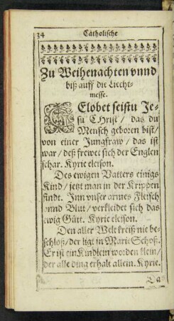 Zu Weihenachten unnd biß auff die Liechtmesse.
