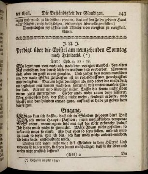 Predigt über die Epistel am neunzehenden Sonntag nach Trinitatis.