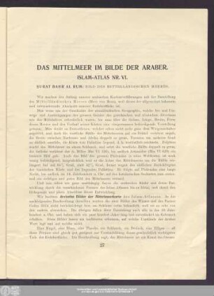 Das Mittelmeer Im Bilde Der Araber. Islam-Atlas Nr. VI.